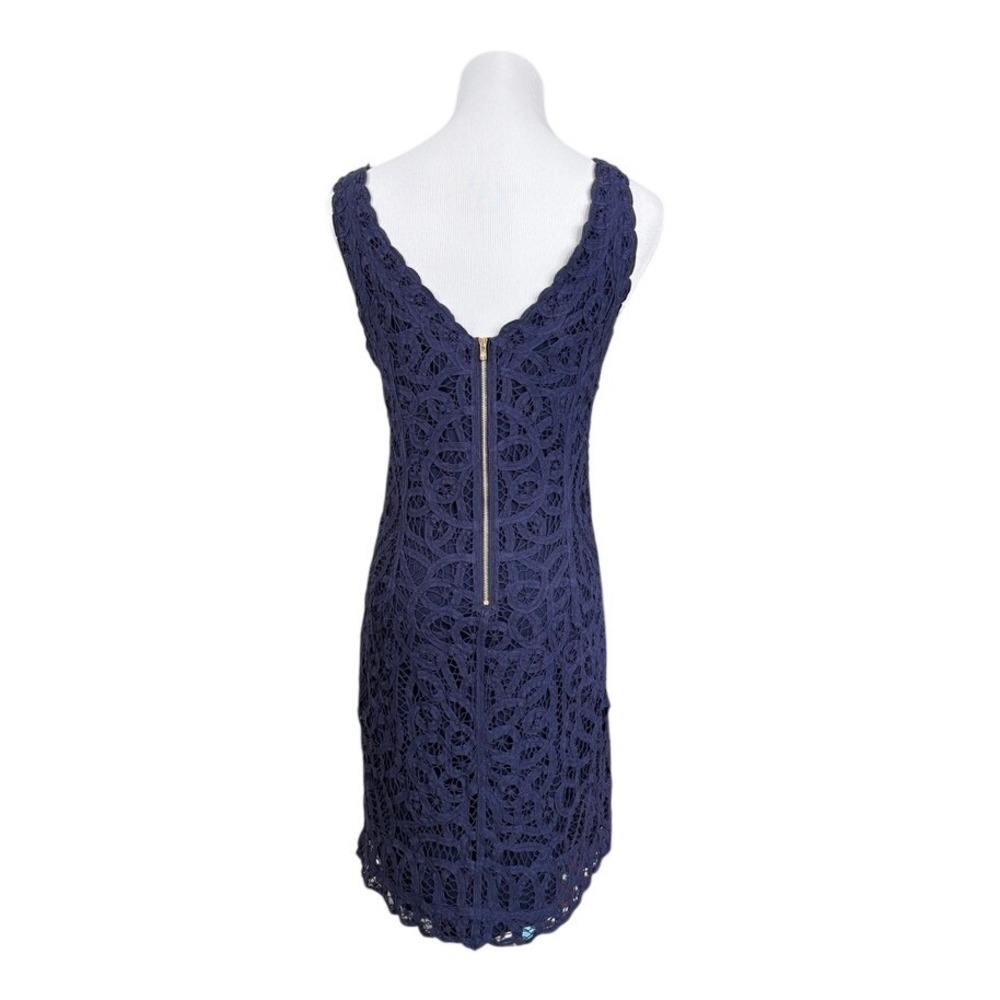 Lilly Pulitzer Reeve True Navy Sheath Dress SMALL Battenberg Lace Sleeveless - Picture 2 of 10